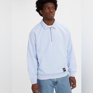 NWT Levi’s Quarter Zip Collared Sweatshirt Relaxed Fit Sz Small